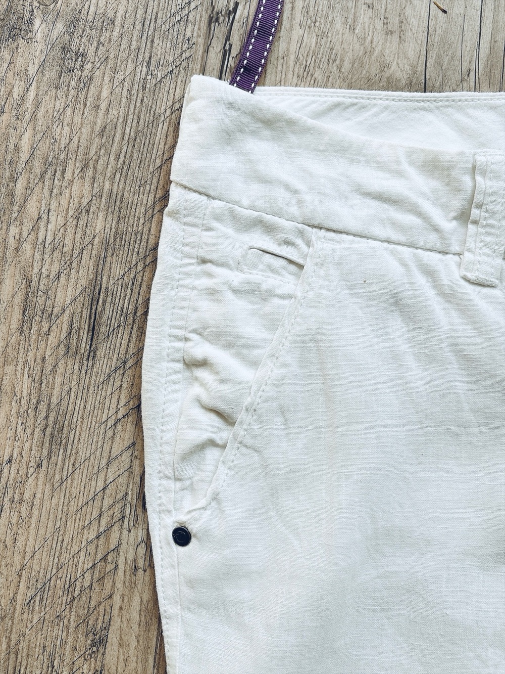 Esprit Women’s White Linen Pants Straight Leg Coastal Summer Nautical Vacation - Picture 5 of 13